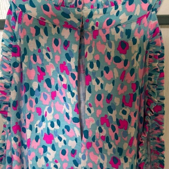 Lilly Pulitzer Jerrica Halter Swing Dress, Aqua with Multi-Colored Design, Size - Picture 10 of 10